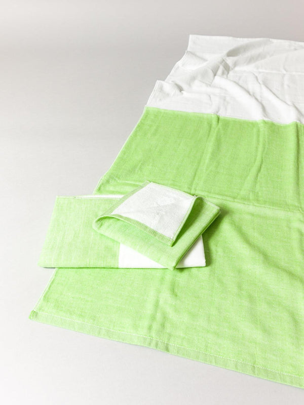Two-Tone Chambray Towel, Green 1