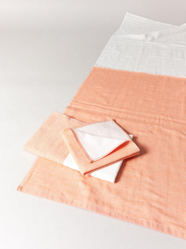 Two-Tone Chambray Towel, Orange 1