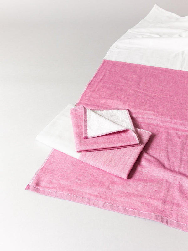 Two-Tone Chambray Towel, Pink 1