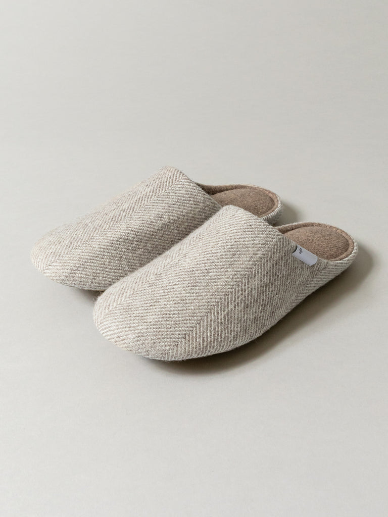Shetland Wool Lined Home Shoes, Beige
