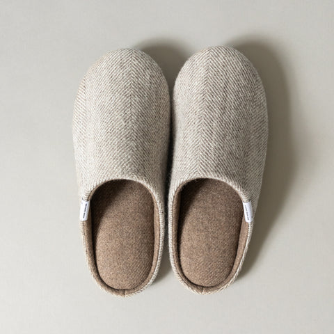 Shetland Wool Lined Home Shoes, Beige