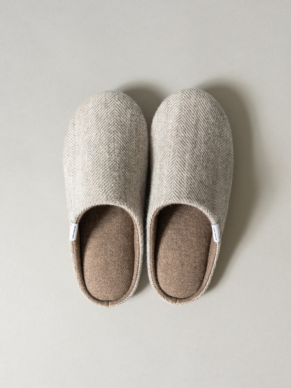 Shetland Wool Lined Home Shoes, Beige