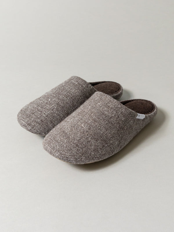 Shetland Wool Lined Home Shoes, Brown