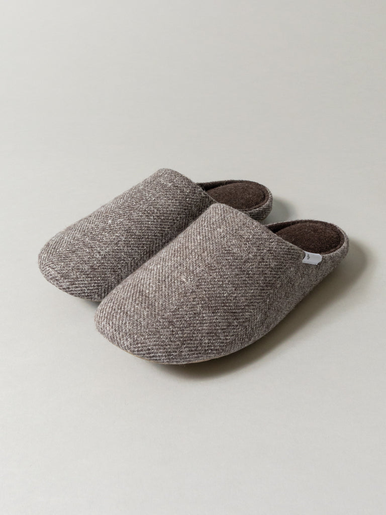 Shetland Wool Lined Home Shoes, Brown