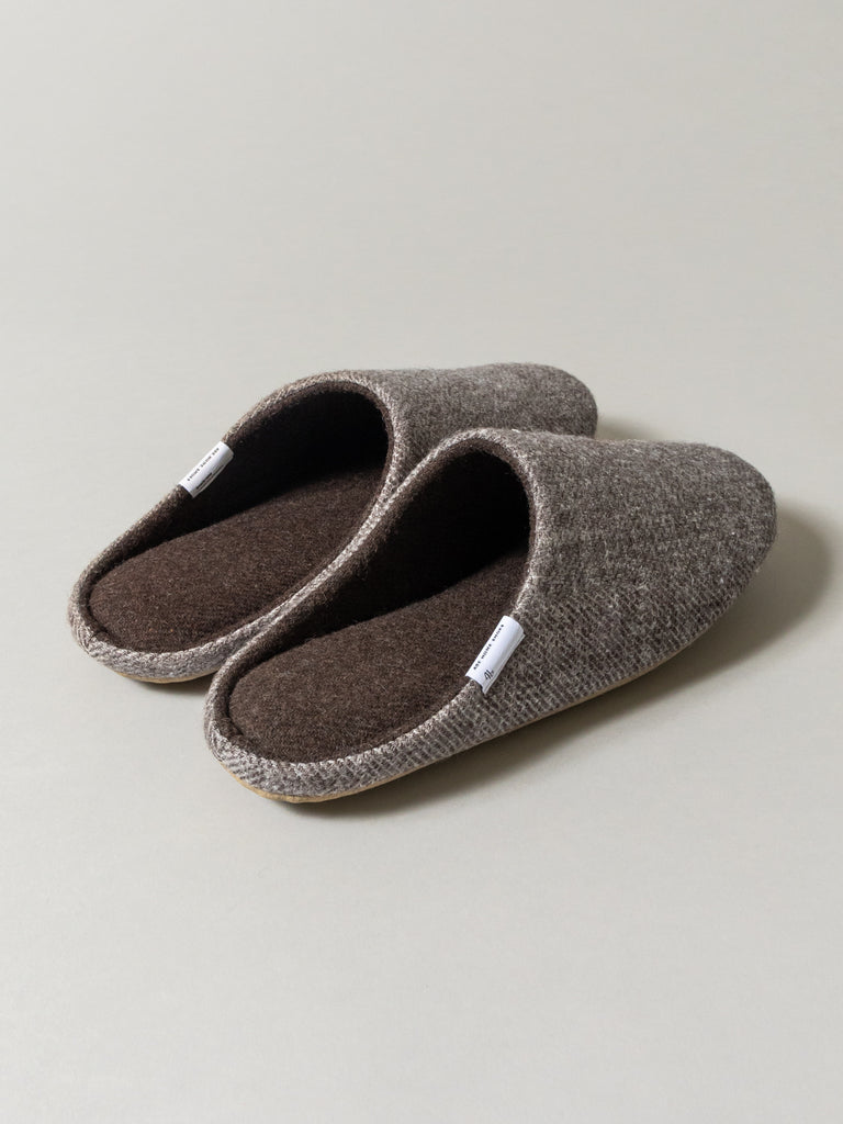 Shetland Wool Lined Home Shoes, Brown