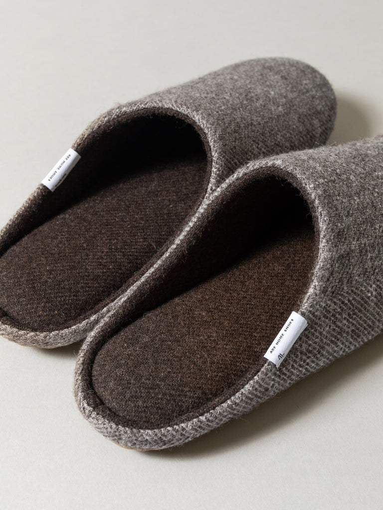 Shetland Wool Lined Home Shoes, Brown