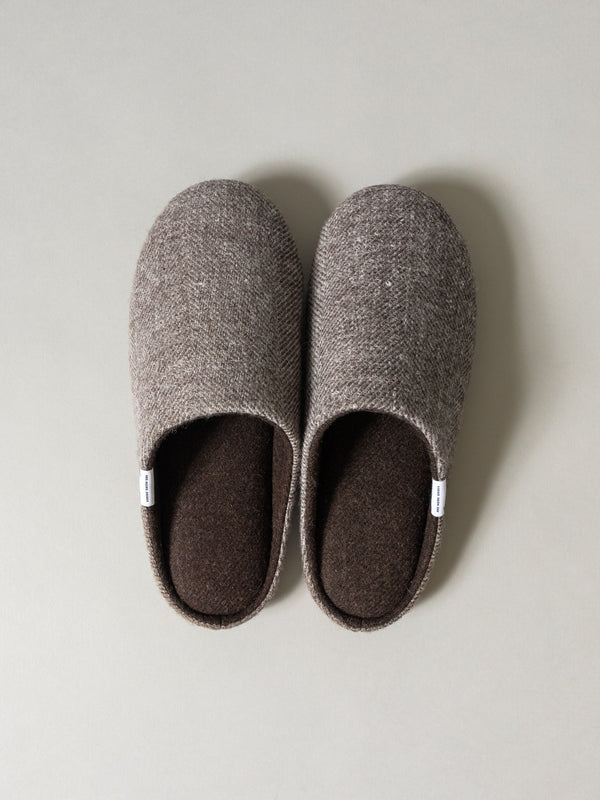 Shetland Wool Lined Home Shoes, Brown