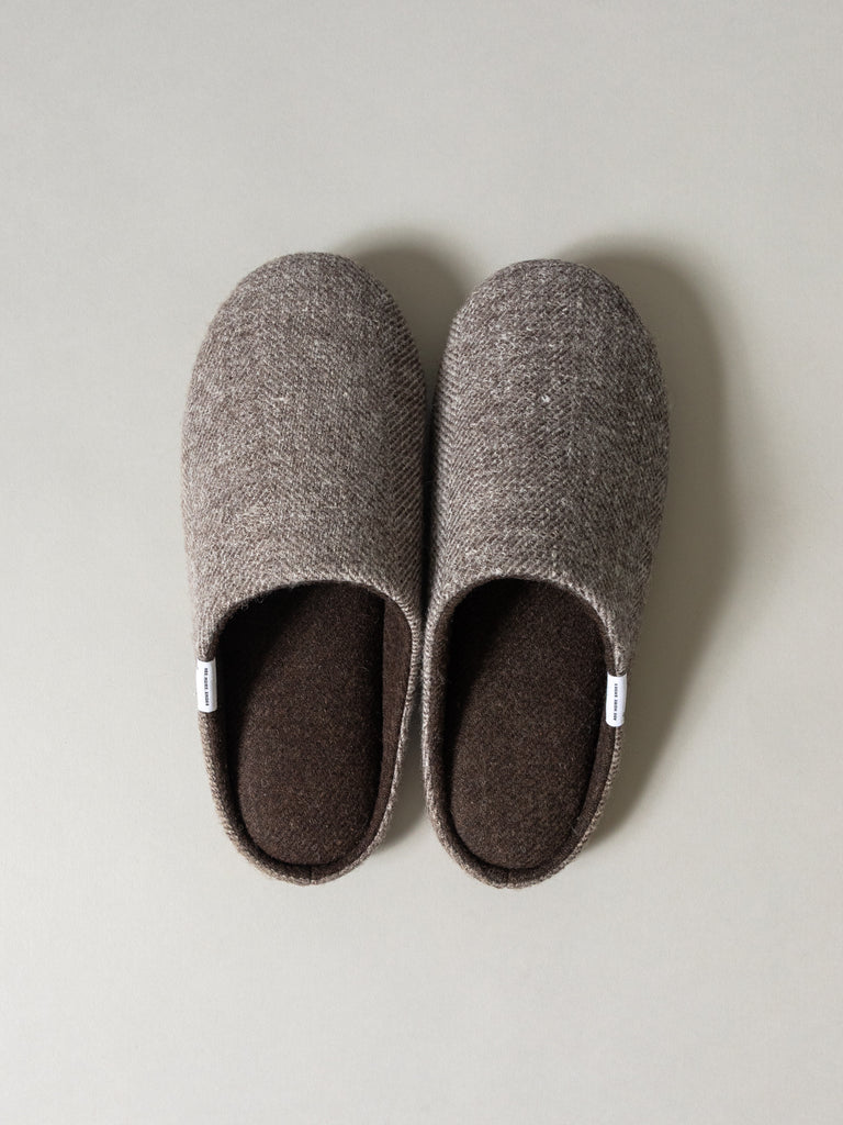 Shetland Wool Lined Home Shoes, Brown