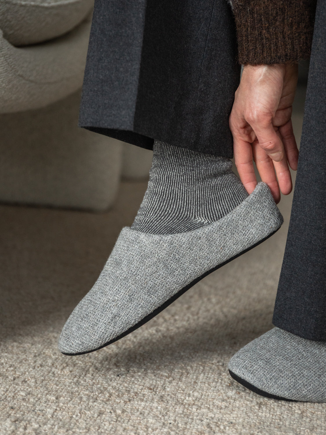 Lana Room Shoes, Grey | MORIHATA