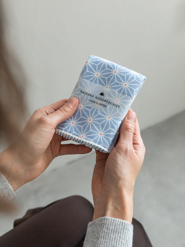 Haikara Little Handkerchief - Asanoha, Blue