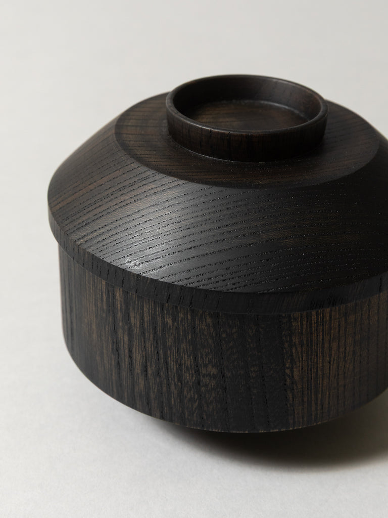 Tsumugi Wooden Bowl with Lid - Mentsuu, Black