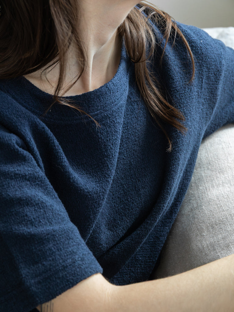 Cotton Pile T-Shirt, Navy