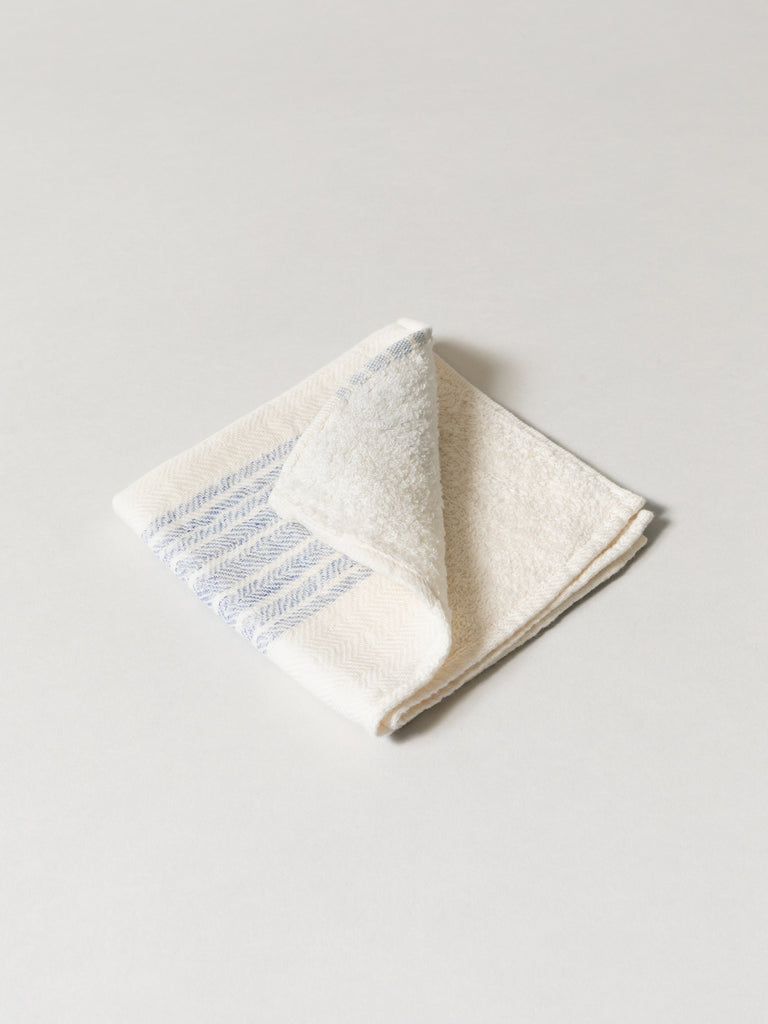Flax Line Organics Towel, Blue-Ivory
