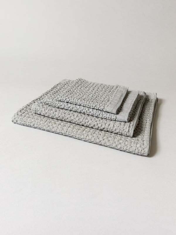 Lattice Linen Towel, Ice Grey