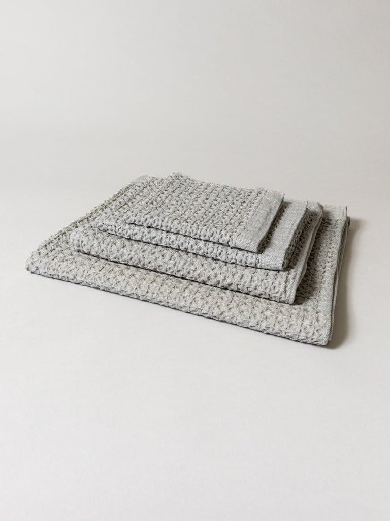 Lattice Linen Towel, Ice Grey
