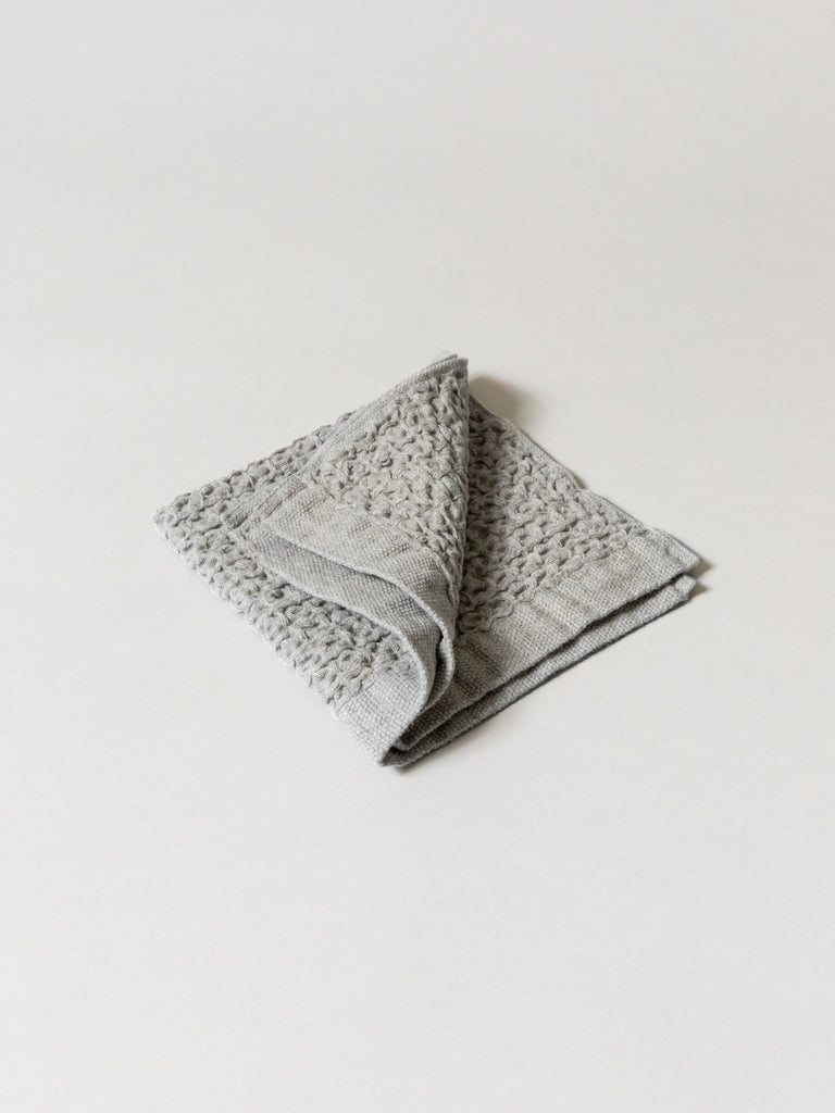 Lattice Linen Towel, Ice Grey