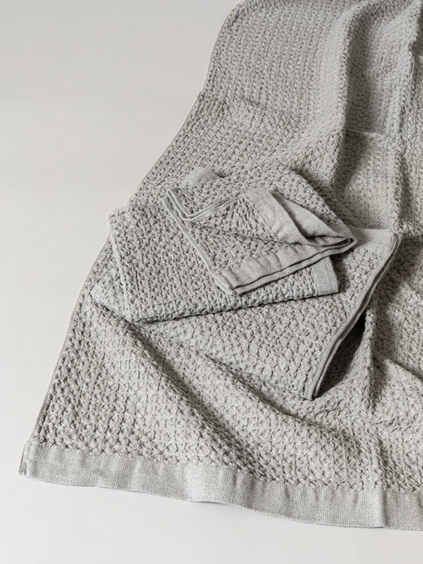 Lattice Linen Towel, Ice Grey