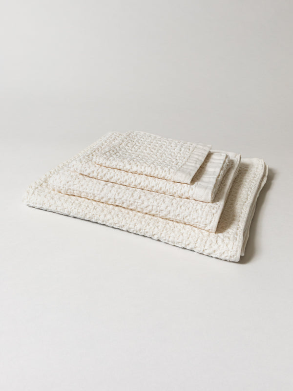Lattice Linen Towel, Ivory