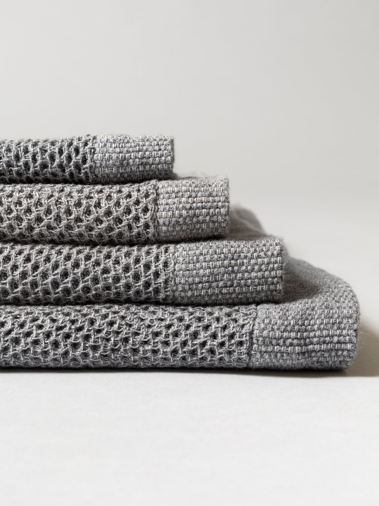 Vintage Waffle Towel, Ice Grey