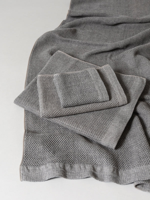 Vintage Waffle Towel, Ice Grey