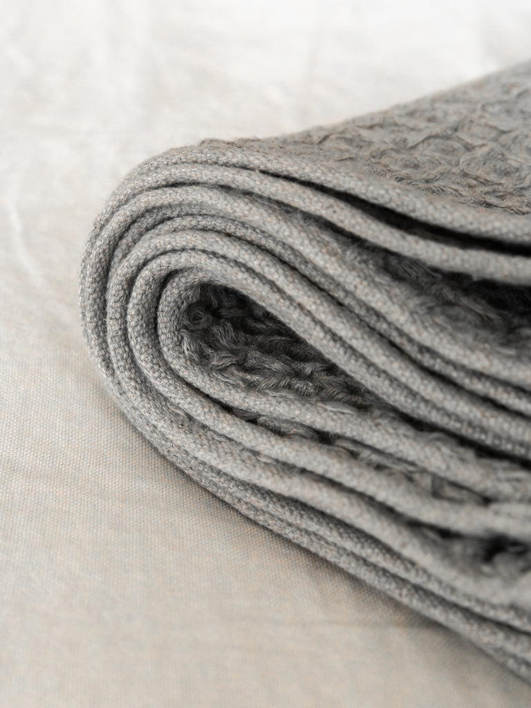 Lattice Linen Towel, Ice Grey