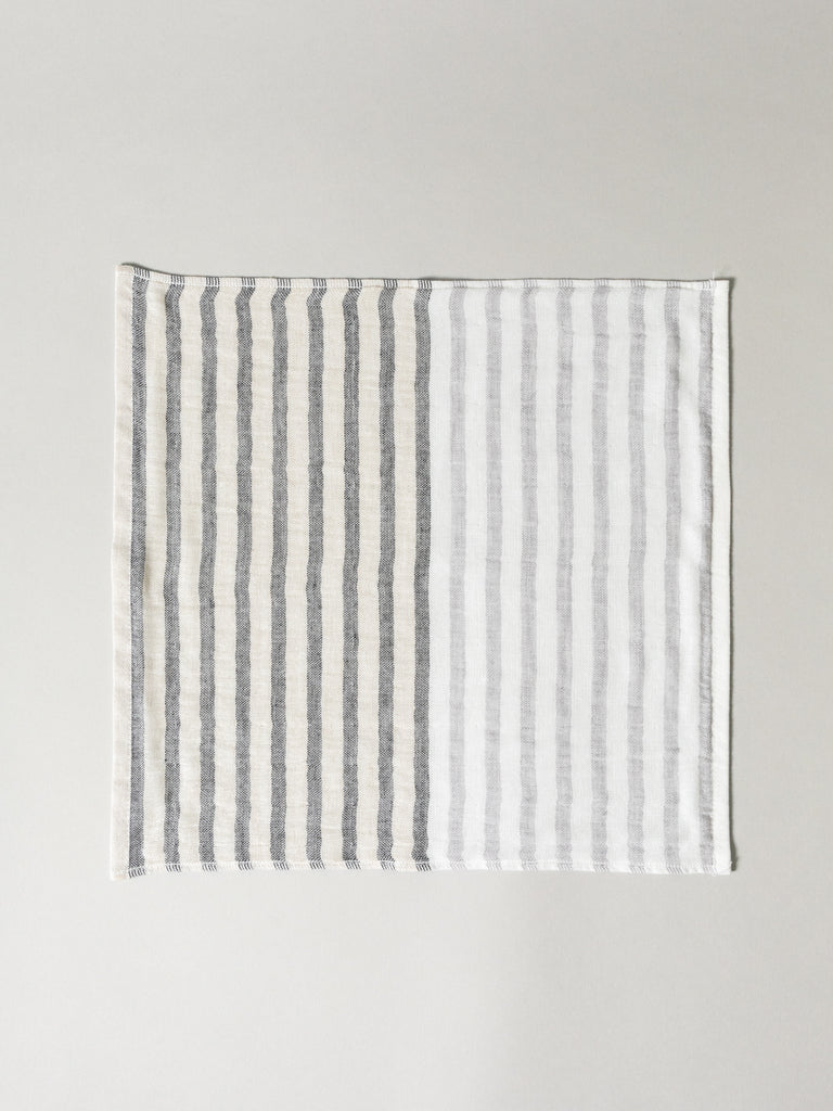 Linen Border Towel, Black