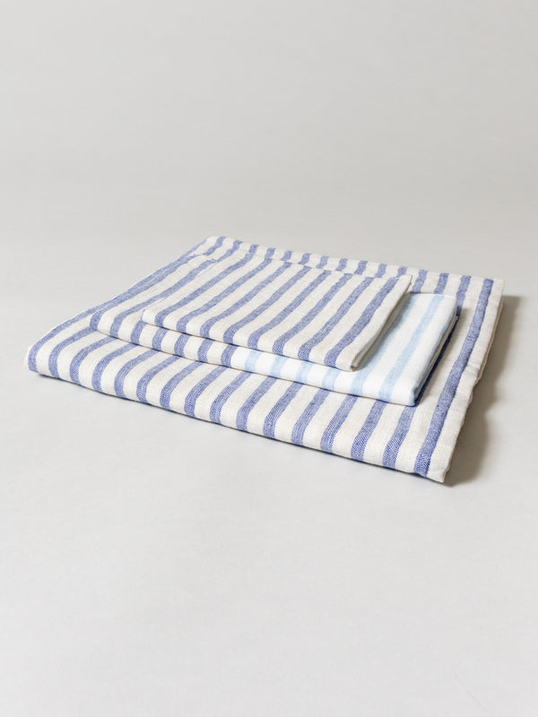 Linen Border Towel, Navy