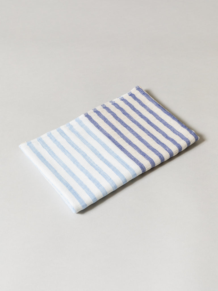 Linen Border Towel, Navy