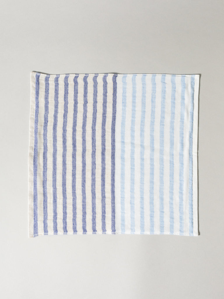 Linen Border Towel, Navy
