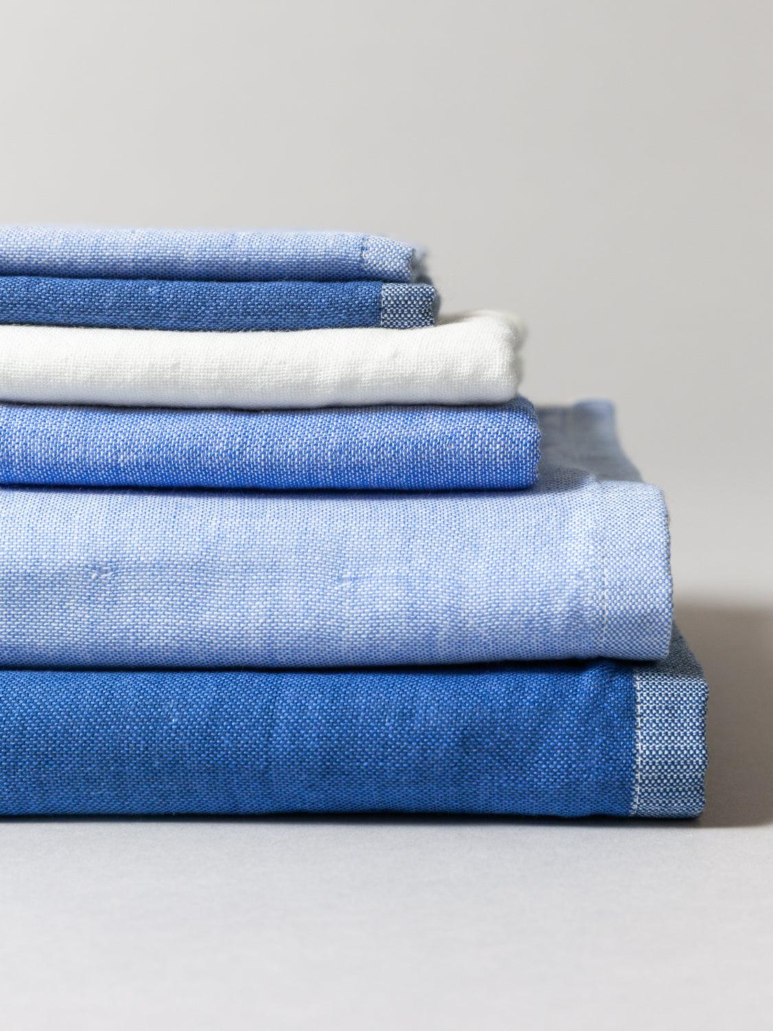 Two-Tone Chambray Towel, Blue 1 | MORIHATA