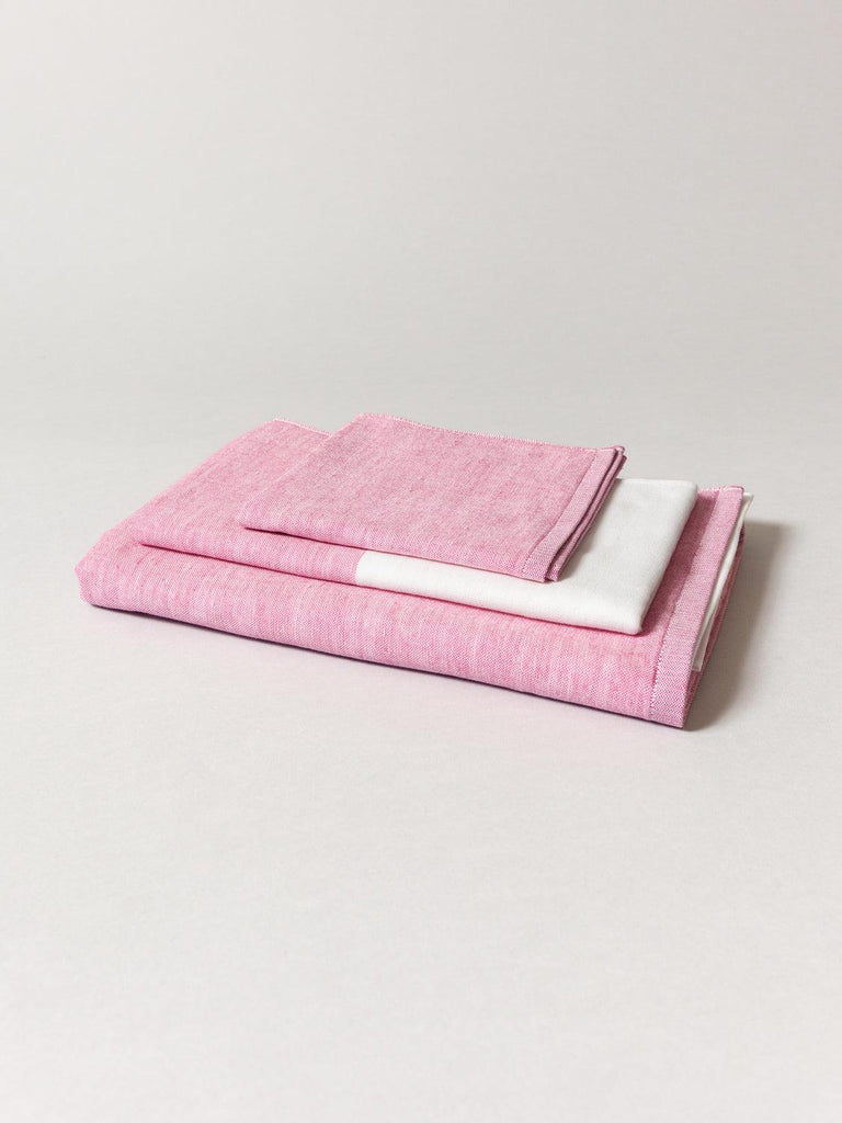 Two-Tone Chambray Towel, Pink 1