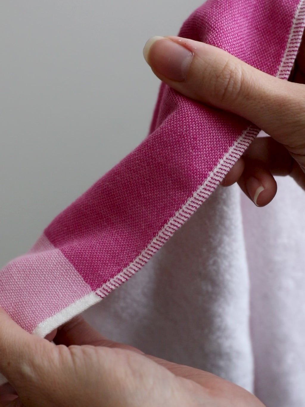 Two-Tone Chambray Towel, Pink 2