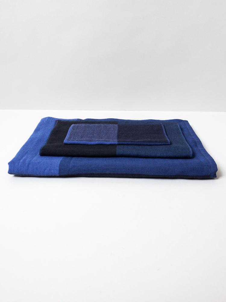 Chambray Block Towel, Blue/Black