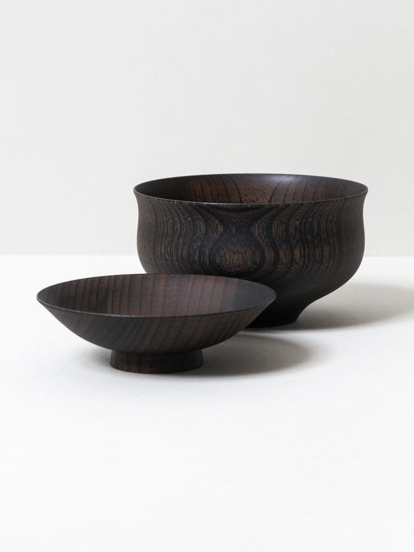 Tsumugi Wooden Bowl with Lid - Chidori (Black)