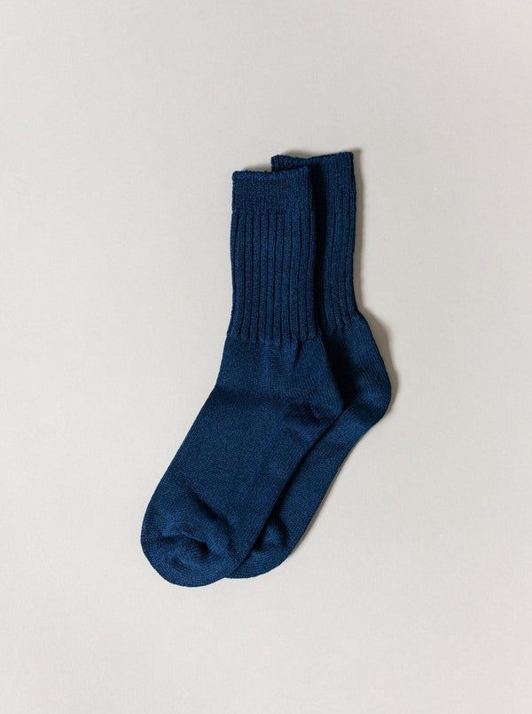 Sasawashi Ribbed Socks, Navy