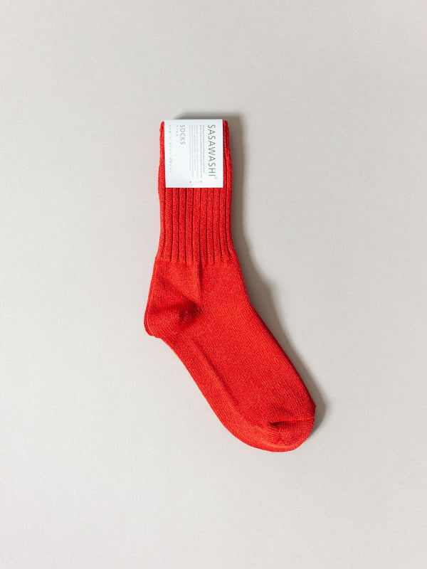 Sasawashi Ribbed Socks, Red